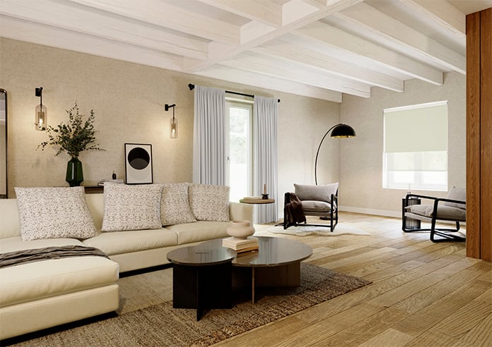 Rimini (Blackout), Cream & Illusion Sandy - Double Roller Blind - Image 6